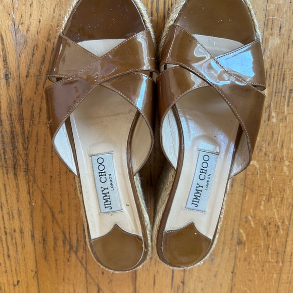Jimmy Choo Tan Espadrille Wedges